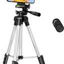 Phone Tripod, Lusweimi 44-inch iPhone Tripod with Phone Holder Mount/Wireless Remote for Cell Phone/Camera/Webcam/GoPro, Tabletop Lightweight Tripod for iOS/Android/Smartphone