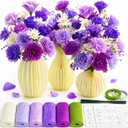 Crepe Paper Flower Making Kit, Complete DIY Craft Aesthetic Gift with 3 Vises & Supplies to Make 30 Flowers, Sensory Arts Spring Mother Day Gift Idea for Adults, Couples, Friends, Women(Purple)