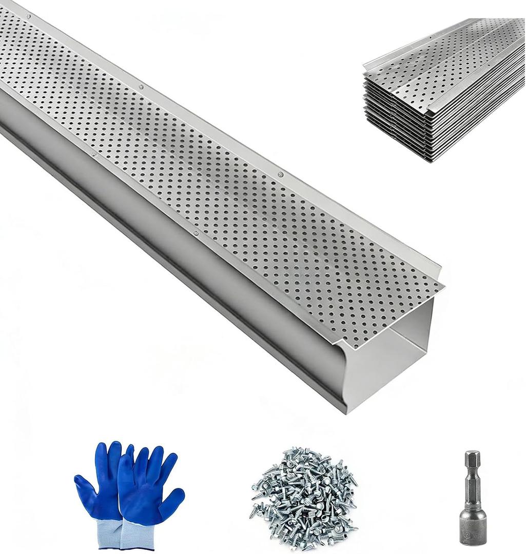 5-Inch Gutter Guards 32 Pcs (128 Ft) - Aluminum Mesh Leaf Guard, Clog Resistant Easy to Install for 5" Gutters