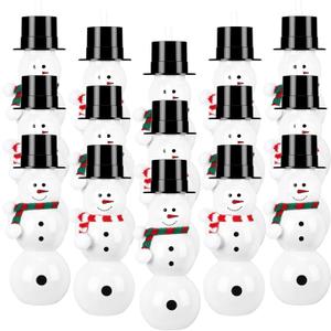 Nuogo 12 Pack Christmas Snowman Juice Bottle with Lid and Straw Scarves Snowman Shaped Reusable Water Bottles Empty Drink Containers for Christmas Party Supplies