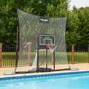 Pool Basketball Hoop with Backstop – Adjustable Poolside Basketball Goal with 10x8 FT Ball Backstop, 23x33 Inch Backboard | Stay-in-Pool Design | Easy Setup |
