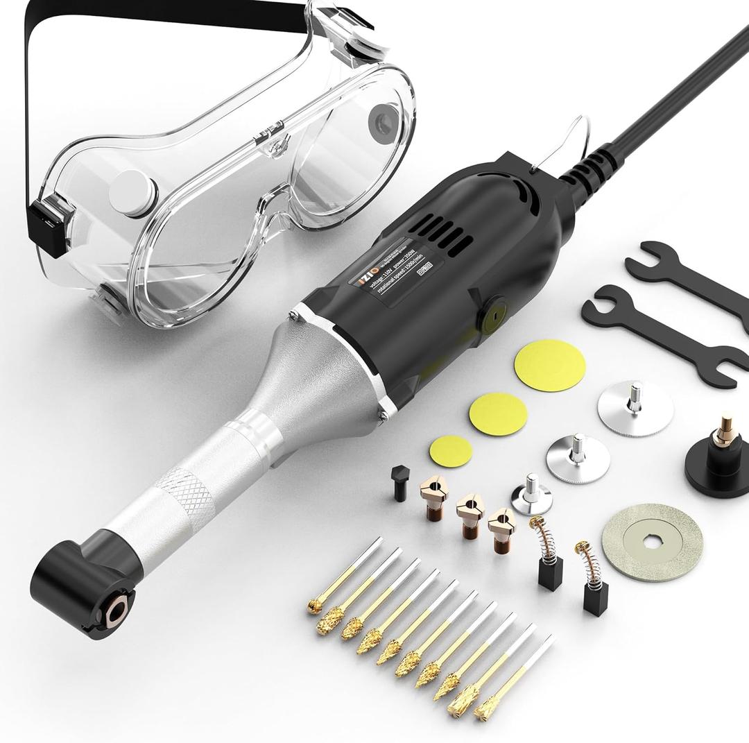 Designed for Narrow Spaces: IZIO 6-Variable Speed Compact Grinder & Polisher - Mini Rotary Tool 10 Rotary Burrs, Perfect for Intricate Crafts & Repairs