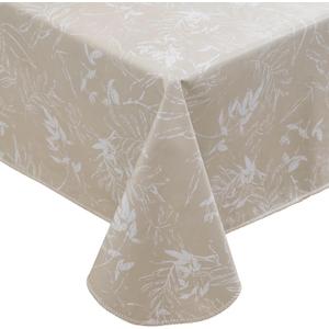 Heavy Duty Vinyl Tablecloth with Flannel Backing Waterproof Oil-Proof Plastic Table Cloth Stain-Resistant Wipeable Rectangle or Square Table Cover for Indoor and Outdoor (Beige Leaf,60x84 Inch)