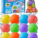 Reusable Water Balloons 12 Pcs, Quick-Fill Summer Water Toys for Pool Parties & Outdoor Beach Backyard Games, Durable Splash Balls for Kids