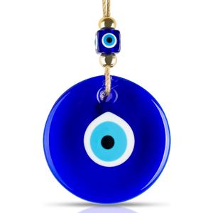 BCS X-Large Evil Eye Wall Decor 5.2'' Blue Glass Turkish Greek Nazar Amulet Good Luck & Protection Charm - Handmade Hanging Ornament for Home,Office, Garden, Door - Ojo Turco