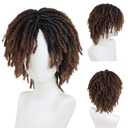 GNIMEGIL Dreadlocks Wig for Men Fashion Synthetic Ombre Brown Curly Wig with Bangs Braids Fake Dreads Wigs T1B/30 Color Funny Cosplay
