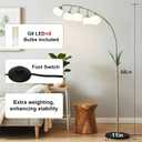 Arc Flower Floor Lamp for Living Room, Adjustable Color Temperature & Brightness, 5 G9 LED Bulbs, Foot Switch, Remote-Controlled, Acrylic lampshade, Floor Lamp for Bedroom Corner Kids Reading