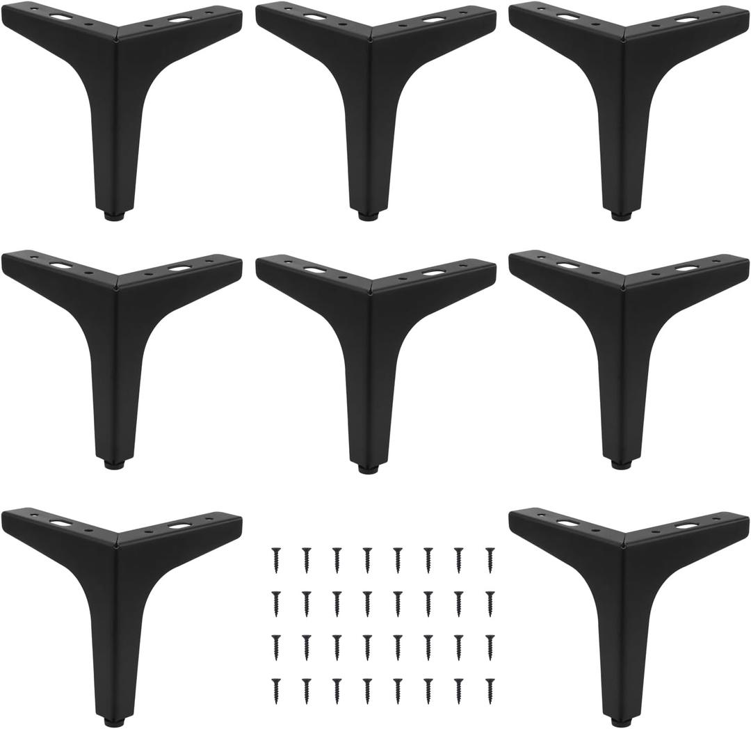 8 PCS 6 Inch Furniture Legs, Black Metal Triangle Furniture Feet, Replacement Sofa Legs Suitable for Sofa, Coffee Table, Cabinet, Cupboard, Chair, End Table