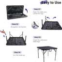 Byliable 34" Square Folding Card Table, Fold-in-Half Utility Dining Portable Table Heavy Duty HDPE Plastic Foldable with Carrying Handle Indoor Outdoor for Picnic, Camping, Party, Black