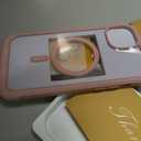 Miracase Glass Series for iPhone 15 Case [Compatible with MagSafe] Full-Body Magnetic Case with Built-in 9H Tempered Glass Anti-Fingerprint Screen Protector + Camera Lens Protector, Pink and Clear