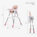Dream On Me TableTalk 2-in-1 High Chair for Baby & Toddler Convertible High Chair to Junior Chair, Removable Padded Seat, Dual Dishwasher-Safe Trays, Styrdy Steel Frame, Quick Folding Design Pink