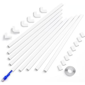 Delamu Cord Cover, 142in Wire Covers for Cords on Wall, Small Cord Cable Hider for 1 Wire, Ease Installation Cords Hider for Wall Mount TV, Paintable Cable Cover Raceway, L15.7 W0.59 H0.4in, White