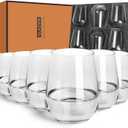 Stemless Glasses Set of 6, 15oz Clear Drinking Glassware Dishwasher Safe, Glass Tumblers for Red or White, Gift for Party, Holiday, Anniversary, Restaurant, Home Bar, Daily Use, Crystal 