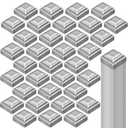 Shimeyao 50Pcs 2" x 2'' Sliver Pressed Steel Post Caps for Square Steel Posts Fence Caps Topper Pressure Fit Cover for Mailbox Metal Wood Plastic Iron Deck Railing
