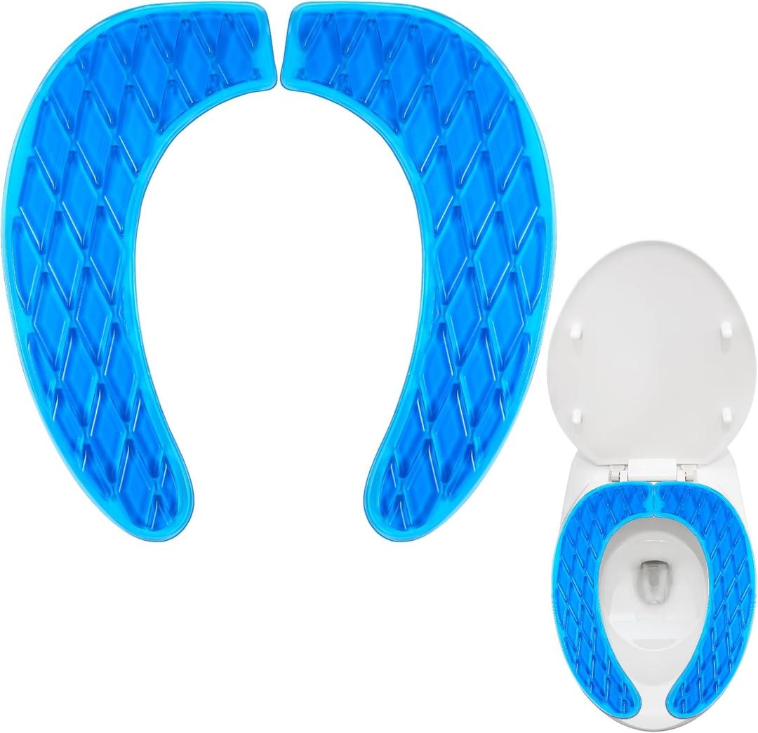 Rossesay Gel Toilet Seat Cushion Washable Toilet Seat Padded Riser Cushion Portable Adhesive Cover for Pain Relief Comfort for Elderly Handicapped Seniors(Blue)