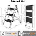 3 Step Ladder, Folding Step Stool for Adults with Wide Anti-Slip Pedals, Portable Step Ladder for Kitchen/Closet/Garage, Steel Multi-use Foldable Stepstool for Home 330 Lbs
