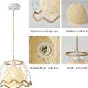 Pendant Lights Kitchen Island, Boho Rattan Hanging Lamp with Handwoven Spherical Shade, Hardwired Chandelier Pendant Light Fixture for Dining Room, Bedroom, Hallway, Entryway (1 Pack)