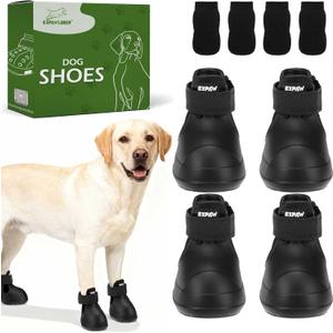 EXPAWLORER Dog Shoes for Small Medium Large Dogs, Waterproof Non-Slip Dog Snow Booties for Winter with Socks, Easy On & Off Pet Boots & Paw Protectors, Easy-Clean for Beach Outdoor Rain (Black XL) (Size 9/XL (Paw Width:2.8in))