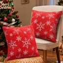 Feagar Christmas Pillow Covers 18x18 2-Pack, Xmas Decorations Soft Plush Faux Fur Wool Snowflake Throw Pillow Cases Holiday Festivals Winter Home Decor for Sofa Bedroom Living Room