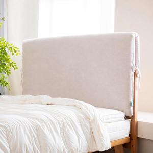 Headboard Cover Thickened Soft Stretch Slipcover with Secure Tie Straps, Dustproof Protector for Upholstered Bed (71 * 28inch, Beige)