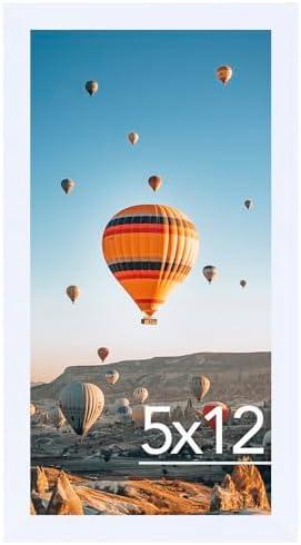 JCJMY 5x12 Picture Frame White for Wall Hanging or Tabletop, Wall Mounting Horizontally or Vertically, 5 x 12 Wall Gallery Poster Photo Frame with Shatter Resistant Plexiglass, White