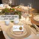 Marspark 50 Pack Wedding Place Cards with Wax Seal and Dried Flowers Table Setting Place Name Card for Wedding Name Card Holiday Birthday Dinner Parties Decorations (Antique Gold)