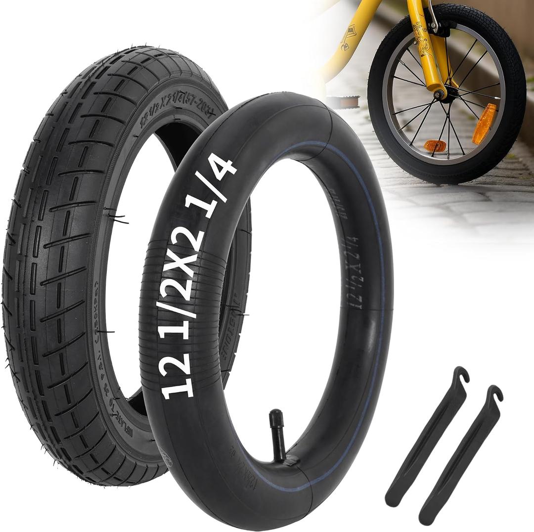 12 1/2 x 2 1/4 Bike Tires and Inner Tubes, 12.5x2.25 BMX Tire Sets (57-203) Compatible with Jetson Kids Bike Caster Trike Bob Stroller and Other 12 Inch Bicycle Tires and Tubes