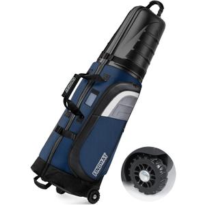findway Golf Travel Bags for Airlines with Wheels and ABS Hard Case Top, Protect Your Clubs, Waterproof 1680D Oxford Fabric and Oversize Tank Wheels, Lightweight and Easy to Maneuver (Blue)