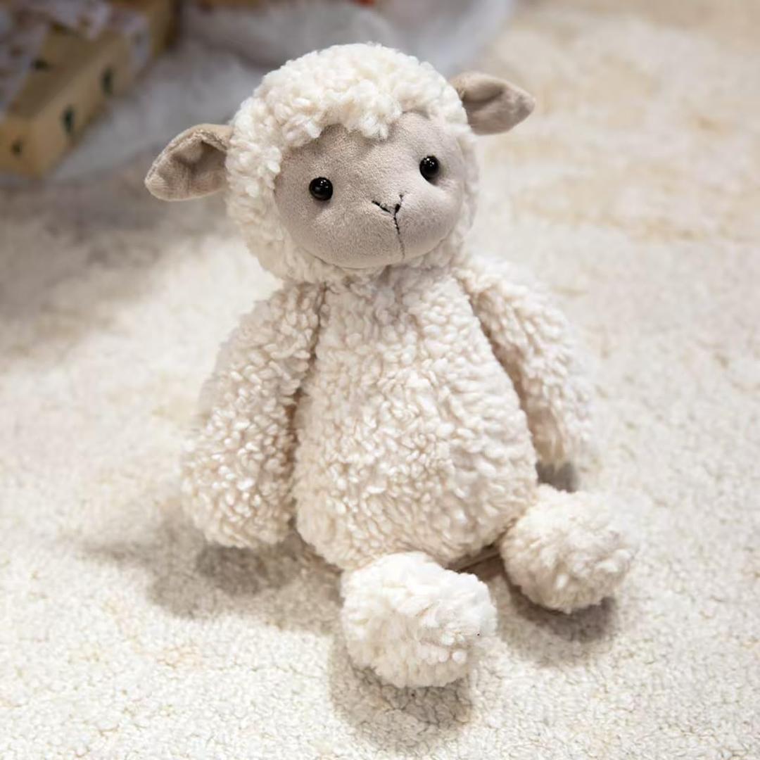 Realistic Lamb Plush 8.5 inch Small Size Cute Sheep Stuffed Animal Doll Ultra Soft Plushies Toys Kawaii Gifts for Kids Adults Beige