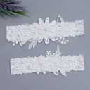 IMOMOTO Wedding Garters for Bride, Blue White Bridal Lace Garter Set with Pearl.