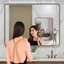 LOAAO 40X30 Bronze Bathroom Mirrors for Vanity, Rounded Rectangle Brushed Bronze Metal Frame Mirror, Anti-Rust, Tempered Glass, Hangs Horizontally or Vertically