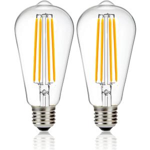 12V Edison Bulb 60 watt Equivalent E26 Medium Base 12V LED Light Bulb, AC/DC 12V-36V 6W Warm White 2700K Vintage Low Voltage Bulb for RV, 2 Pack