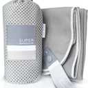 Super Towel for Sports, Travel & Beach  Lightweight, Compact, Absorbent, Quick-Dry, Soft Microfiber Suede  Great for yoga, pool, gym, bath, outdoors, anywhere! (Gray+White, M (40x20"))
