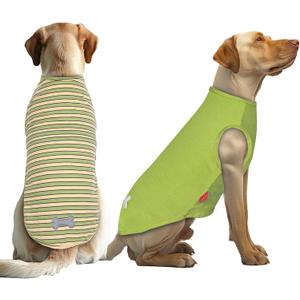 KYEESE 2Pack Dog Shirt, Soft Striped Dogs T Shirts, Lightweight Pet Tank Top, Sleeveless Dog Shirt for Large Dogs, Stretchy Comfortable Pet Vest, Green, 3XL