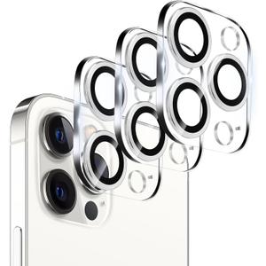 3 Pack Tempered Glass Camera Lens Protector for iPhone 12 Pro 6.1", Ultra HD, 9H Hardness, Anti-Scratch, Case Friendly, Easy to Install [No Affect on Night Shots] (Silver CD)