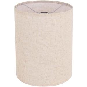 Beige Linen Tall Drum Lampshade, 10" Top x 10" Bottom x 13" High Lamp Shade, Lamp Shade Replacement for Table and Floor Lamps, Pendant Light, Handcrafted Lampshade, Easy Assembly