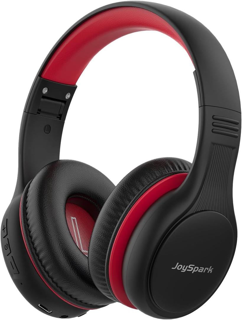 Kids Bluetooth Headphones, 60 Hours Playtime, Bluetooth 5.4 Kids Headphones Wireless, Type-C Fast Charging, 85/94dB Volume Limited, Foldable Toddler Wireless Headsets with Mic-Black Red