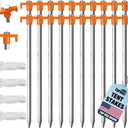 Eurmax USA 20-Pack Secure Protection Galvanized Tent Stakes,Rust-Proof Steel Canopy Anchors for High Winds,Heavy Duty Commercial Ground Pegs for Camping,Pop Up Tents&Gazebos - Includes 4x10ft Ropes