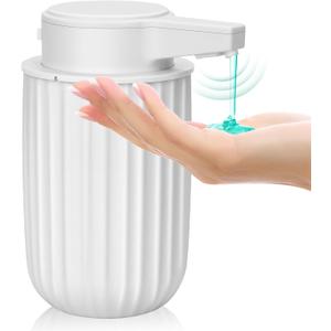 Automatic Soap Dispenser Liquid Touchless: 9oz Plastic White - Rechargeable Electric Smart 3-Level Adjustable Modern Auto Soap Dispenser - Bathroom Kitchen Hand Dish Lotion