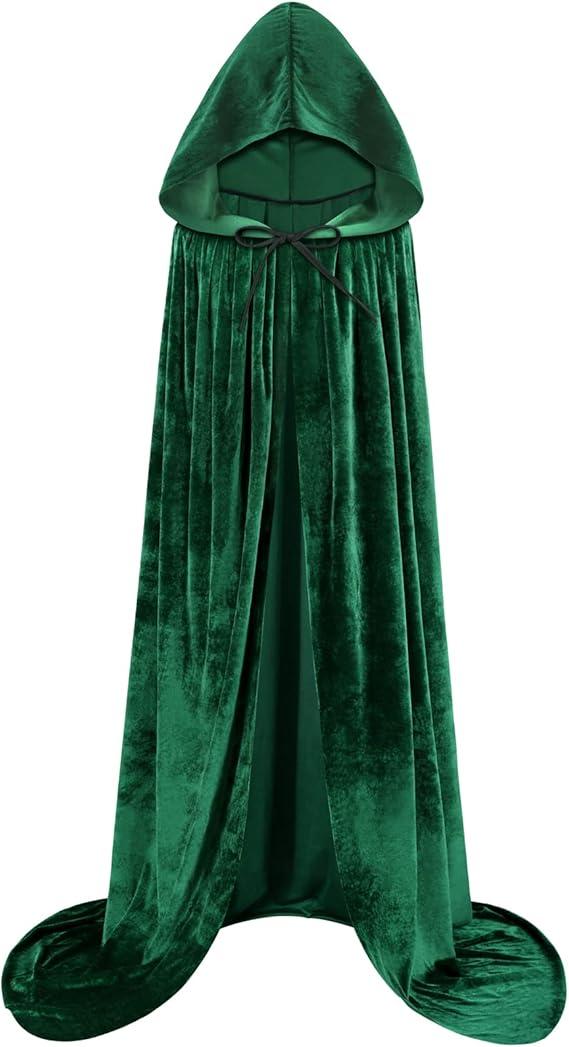 Sarfel Hooded Cloak Velvet Cape with Hood Halloween Capes Women Witch Costume Vampire Cloak Wizard Robe Men Cosplay Costume