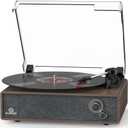 Record Player Built-in Stereo Speakers Vintage Turntable for Vinyl Records LP Phonograph Belt Drive 3 Speed 3 Size Support Wireless Input RCA Output Auto Stop Tone Adjustment Retro Wooden Walnut Brown