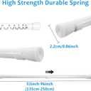 2 Pack Spring Tension Curtain Rods White Ajustable 53-98inchs, 0.86inch Diameter, Extension Spring Tension Rods Suitable for Use in Bathroom Window Screen Curtain Wardrobe (white)