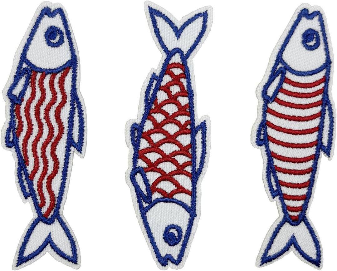 3'' Sardines Fish Summer Embroidered Iron-On Patches