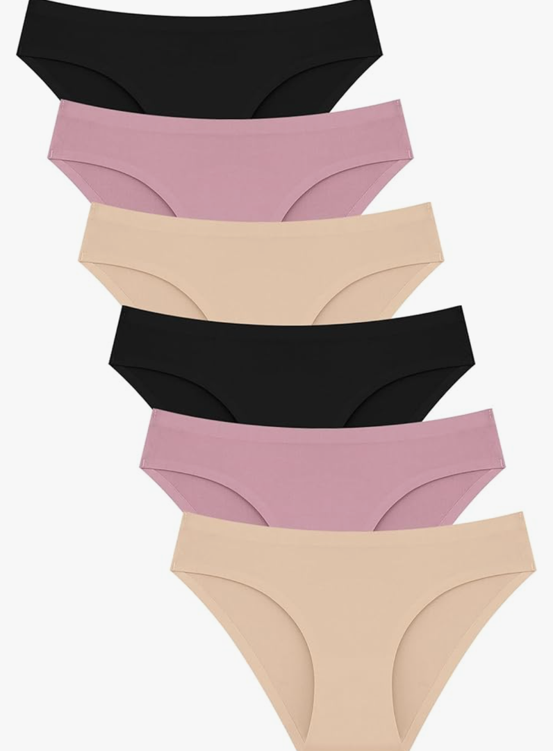 FINETOO 6 Pack Women’s Seamless Hipster Underwear No Show Panties Invisibles Briefs Soft Stretch Bikini Underwears S