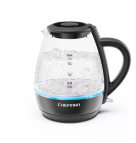 Chefman 1.7-Liter Electric Tea Kettle w/ Borosilicate Glass and Automatic Shutoff - Black