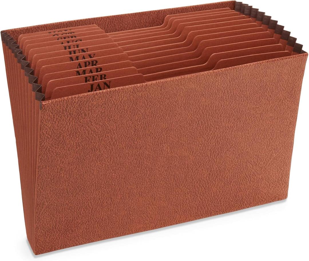 Blue Summit Heavy Duty Expanding File, Open Top, Letter Size, Monthly (Jan-Dec) Organizer, 12 Pockets