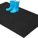 jxgzyy Commercial Rubber Floor Mat, 3 x 5 Anti Fatigue Non-Slip Drainage Mat for Entrance, Restaurant, Industrial Pool, Bar, Garden, Wet Areas, Black