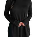 BZB Womens Long Sleeve Tunic Tops Fall Casual Crew Neck Side Split Hi-Low Hem Loose Shirts To Wear With Leggings Black, XXL
