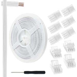 RGBZONE 3 Pin 10mm LED Connector Kit with 32.8ft 3 Pin Extension Cable and 10 Pcs 3 Pin LED Strip to Wire Connectors for 10mm IP20/IP65 SMD 5050 Dream Color LED Strip Light WS2811 WS2812B