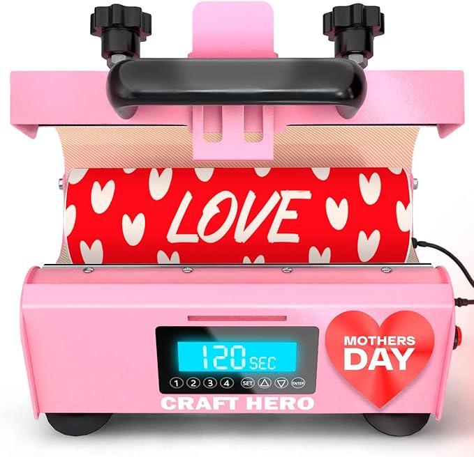 Tumbler Heat Press Machine Craft Hero for Sublimation Suit for 10 oz 20 oz 30 oz Sublimation Blanks Mug Press with Sublimation Paper Heat Tape and Gloves Mug Coffee Cup Straight Blanks Glass Cans